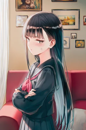 赌气的JK少女：鼓着腮帮子不看你